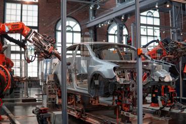 car being manufactured in a factory